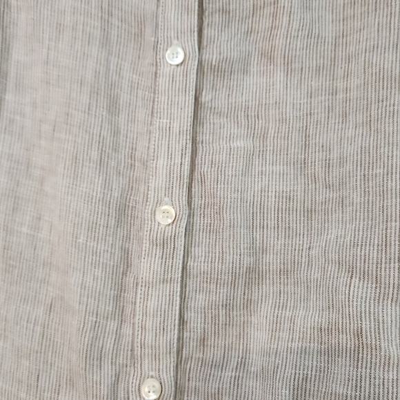 J.McLaughlin tan/white striped, large, Britt Linen Shirt - Picture 5 of 11